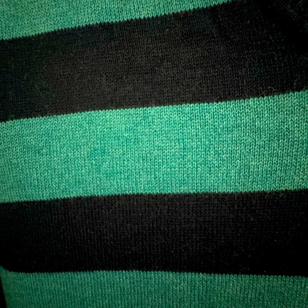Men's V Neck Blue Green Stripe Long Sleeves Sweater XL Grunge Academia Preppy‎